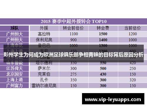 彭州学生为何成为欧洲足球俱乐部争相青睐的目标背后原因分析